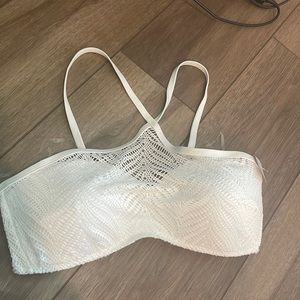 Time and Tru White Crochet High Neck Halter Swim Top